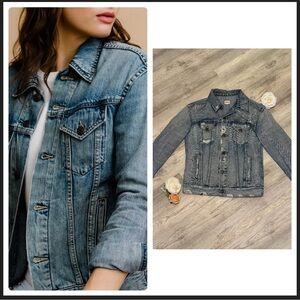 NEW ABLE Merly Wash Denim Jacket Distressed Blue Jean Cotton Jacket Small -$165